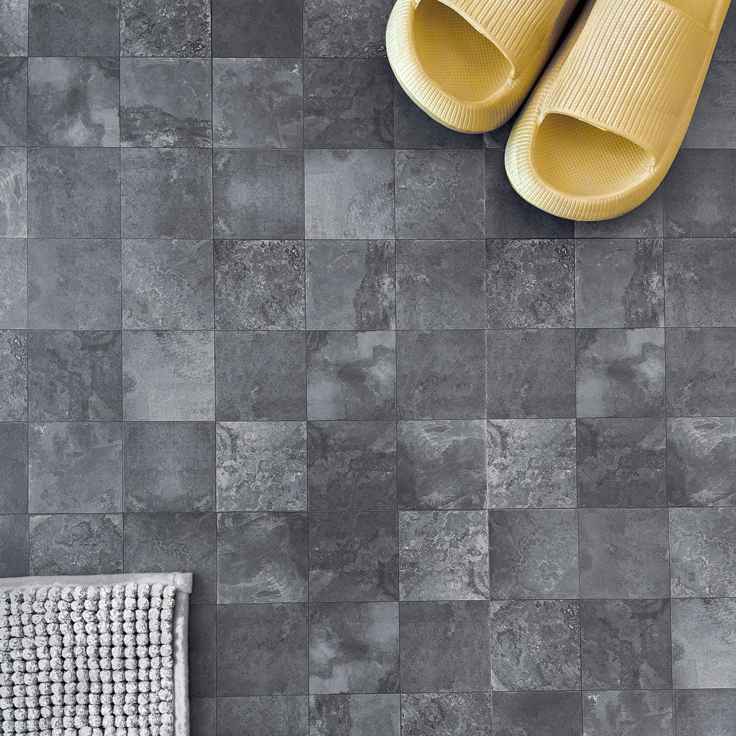 8-pk Bodø mørkegrå selvklebende fliser