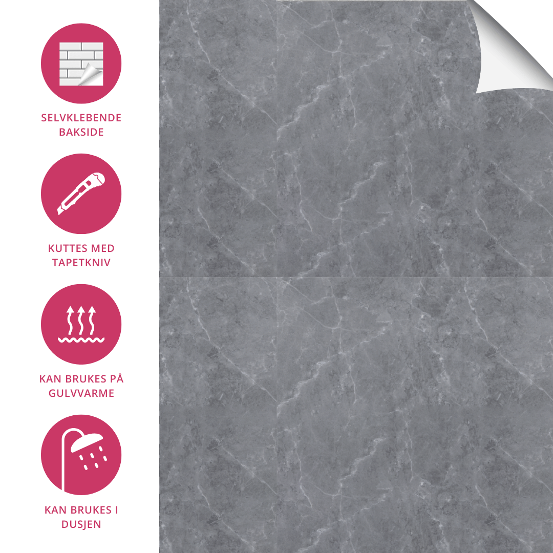 Vinylfliser lagt på baderomsgulv med varm og stilfull atmosfære.