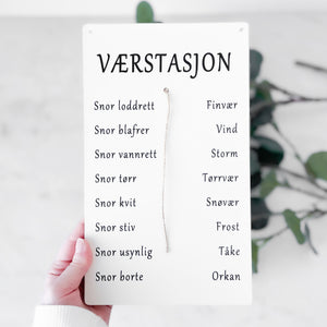 Skilt Værstasjon, hvit