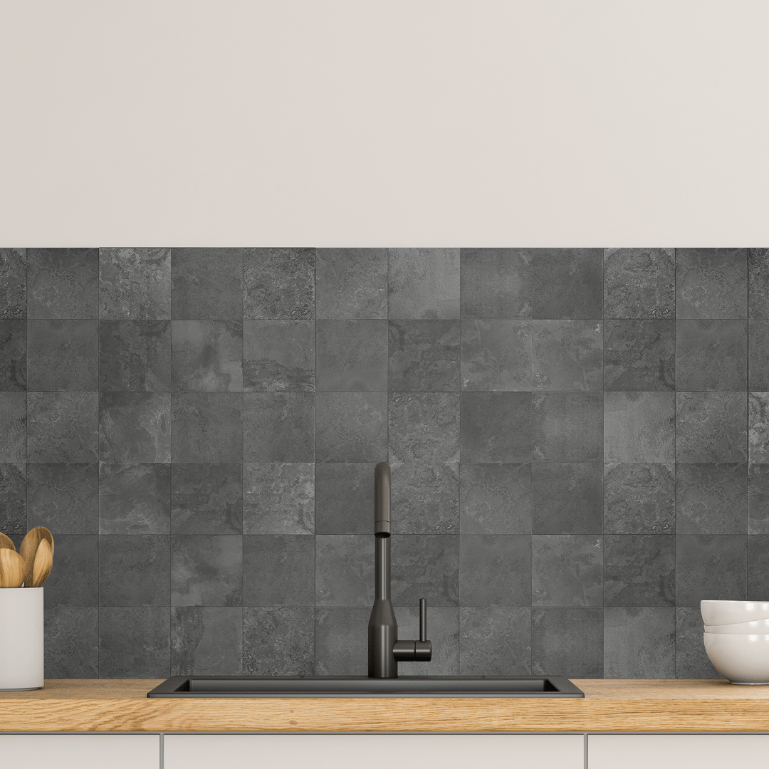 8-pk Bodø mørkegrå selvklebende fliser