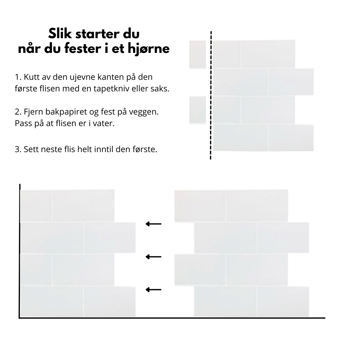 Subway hvit fliser med hvite fuger