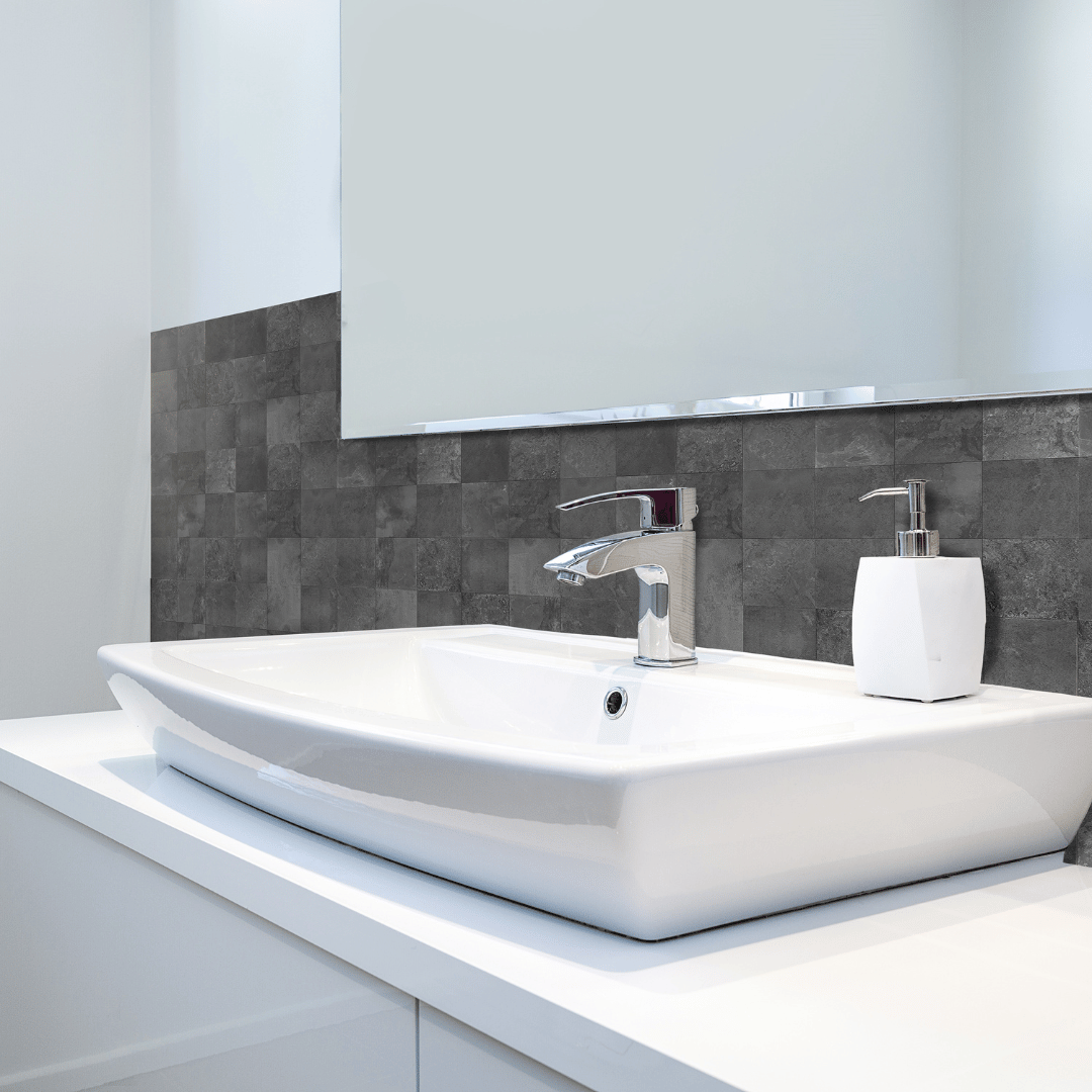 8-pk Bodø mørkegrå selvklebende fliser