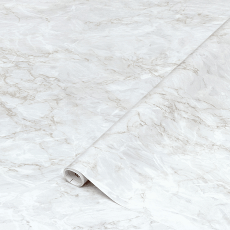 Marmor kontaktplast hvit gull på skap – klassisk og elegant uttrykk