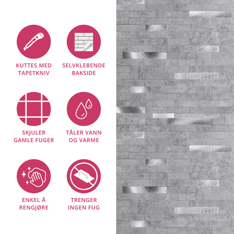 Moderne kjøkkendesign med lettmonterte veggfliser.