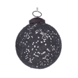 Mørk grå julekule med grov glittertekstur og metallfeste